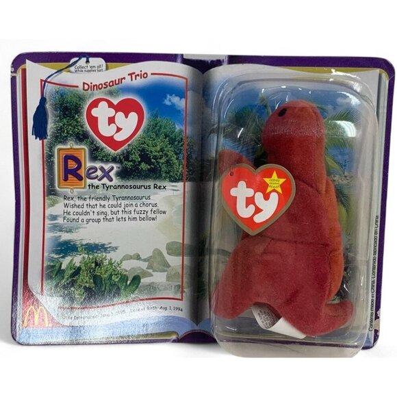 TY McDonalds Teenie Beanie Babies 2000 Rex The Tyrannosaurus Rex Dinosaur - Picture 1 of 4